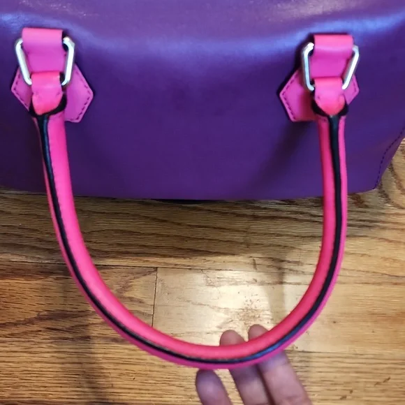 Like New Kate Spade Purple and Barbie Pink Satchel Crossbody Leather Bag - Picture 12 of 17